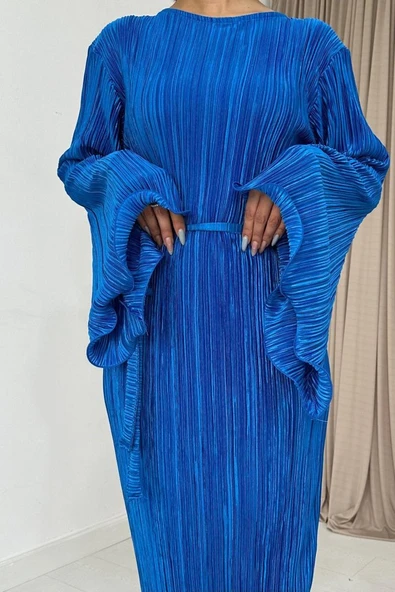 Saks İspanyol Kol Piliseli Elbise - Resim 3