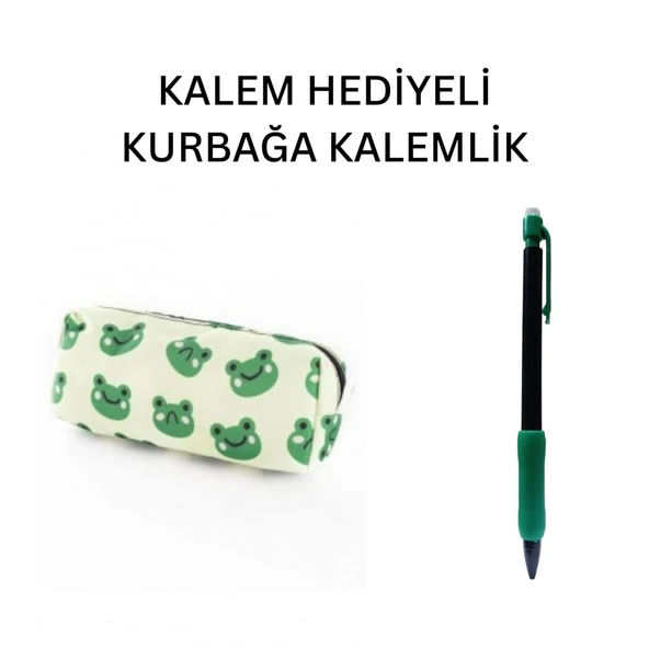 Yeşil Kurbağa Tatlı Kalemlik - Okul Kalemliği-Makyaj Çantası ve Hediye Kalem ürün görseli