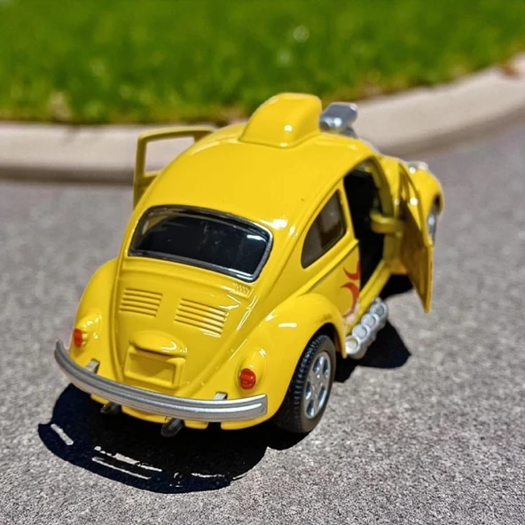 Metal Araba Çek Bırak Vw Bettle Modifiye Sarı Sesli ve Işıklı - 3