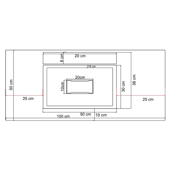 Real Stone Flatstone 100x50 Antrasit Etajerli Granit Banyo Lavabosu - 2
