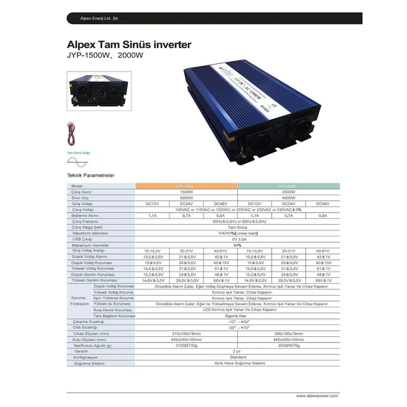 2000 WATT 12 VOLT TAM SİNÜS İNVERTER - Resim 7