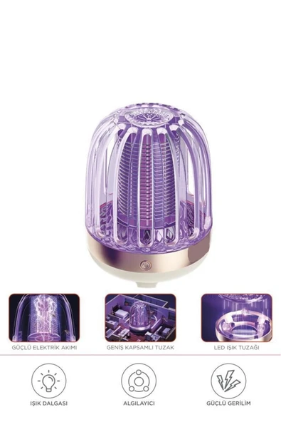 Krem Şarjlı Uv Işıklı Elektrikli Sivrisinek Öldürücü Lamba Sinek Kovucu Sineksavar