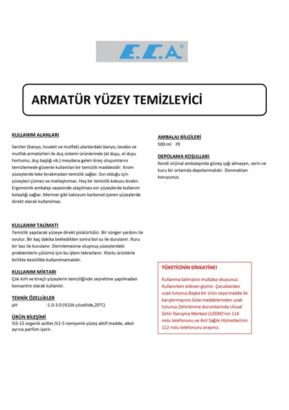 Eca Armatür Yüzey Temizleyici EMRAYT500 - Resim 2