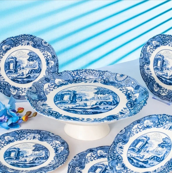 Fecra Vintage Blue 8 Parça Sunum Seti - 6