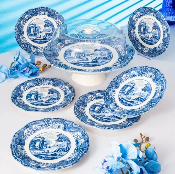 Fecra Vintage Blue 8 Parça Sunum Seti - 3