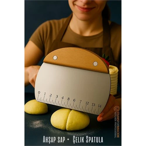 Modacar Pasta Spatulası - Profesyonel Hamur Sıyırıcı - Ölçü Cetvelli Pasta Hamur Spatulası ürün görseli 1