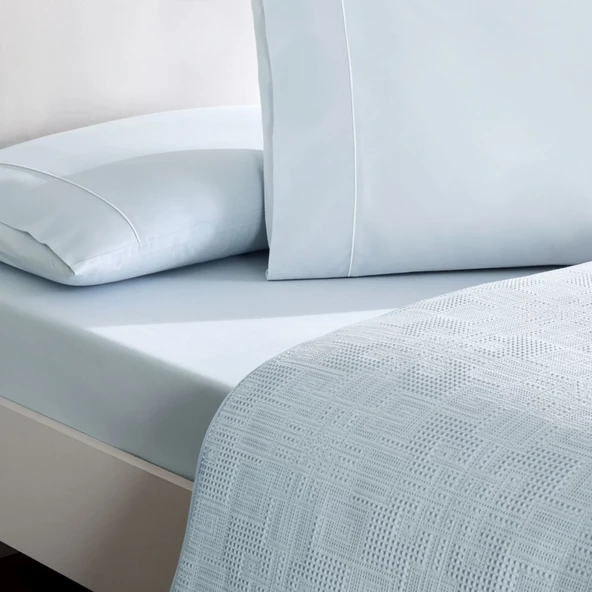 TAÇ VIGNES JAKAR PİKE TAKIMI MAVİ ÇİFT KİŞİLİK - Resim 2