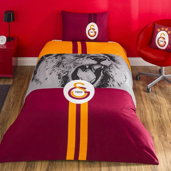 Taç Lisanslı Galatasaray Şampiyon Aslan Pamuk Tek Kişilik Nevresim Takımı