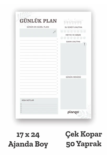 Plango Siyah - Beyaz Çek Kopar Günlük Planlayıcı - Ders Çalışma Planlayıcı