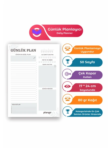 Plango Siyah - Beyaz Çek Kopar Günlük Planlayıcı - Ders Çalışma Planlayıcı - 2
