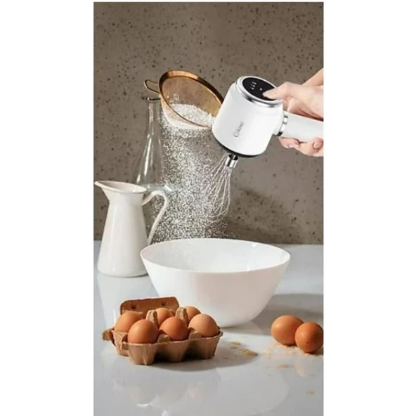 KMX-3612 Şarjlı El Mikseri Beyaz - Resim 4
