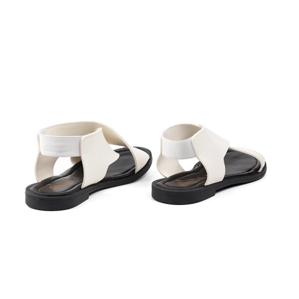 Kadın Beyaz Şık Rahat Sandalet - Günlük, Kaymaz Taban, Yazlık Konforlu - 2