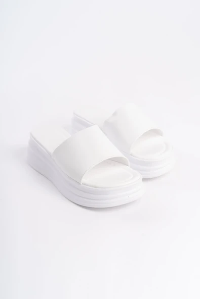 ALICE Düz Topuklu Kalın ve Ortopedik Taban Kadın Terlik CBT - Beyaz - Resim 4