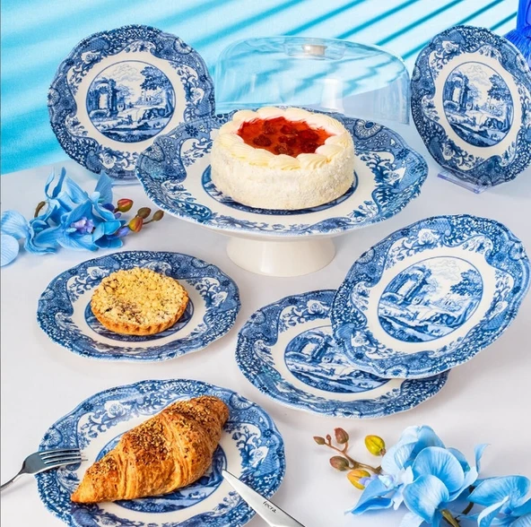 Fecra Vintage Blue 8 Parça Sunum Seti