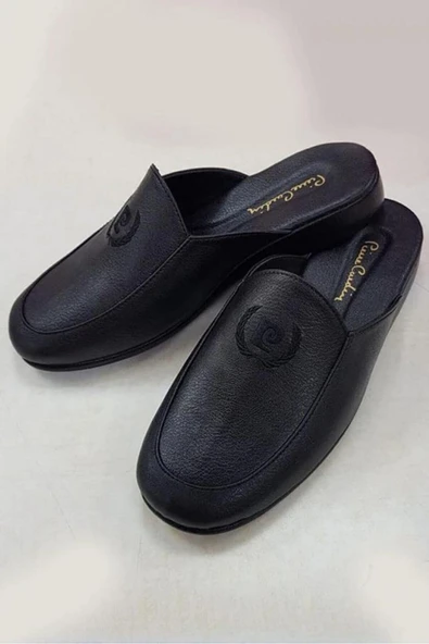 289-2 Erkek Damat Çeyiz Armalı Deri Terlik ürün görseli 1