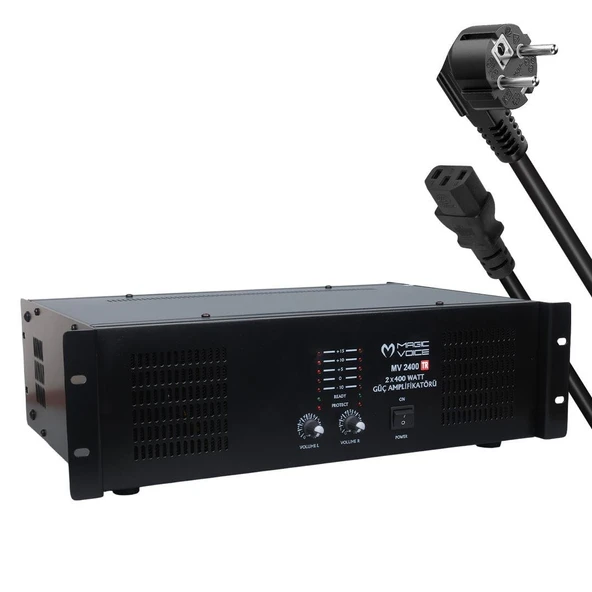 Ayt Magicvoice MV-2400 2x400 Watt 4-8 Ohm 100 V 19 Rack Hat Trafolu Amfi Power Anfi ürün görseli