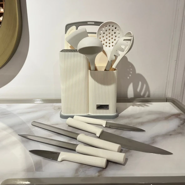 Schafer Forge Bıçak ve Servis Seti 12 Parça-Krem - Resim 3