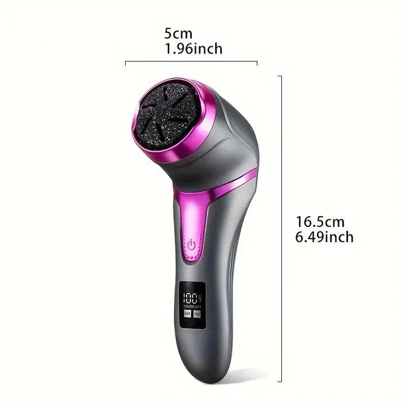 Valkyrie Profesyonel Ayak Bakım Cihazı 360° Dönen Başlık Dijital Ekranlı, Şarjlı & 10 Parça Pedikür Kiti Mor - 10