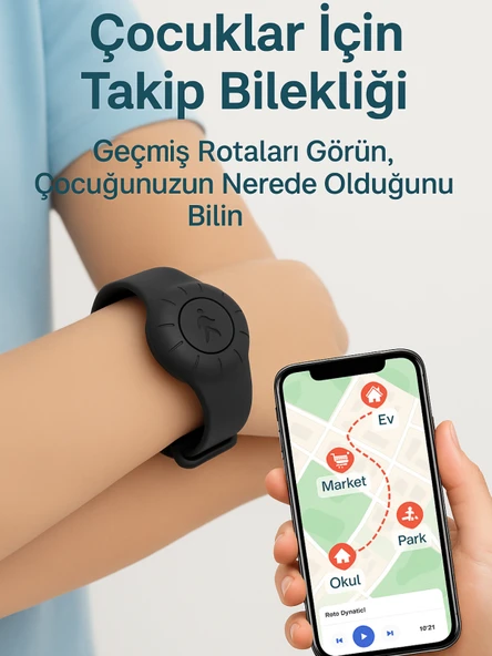 Gözcü Mobil Takip Bilekliği Android Ios Destekli Gps Konum Takibi Alzheimer Çocuk Yaşlı Geçmişe Dönük Takip Cihazı Saati Bileklik Siyah 23CM (5-10 Dakika Aralıklı Sinyal Alır) - 5