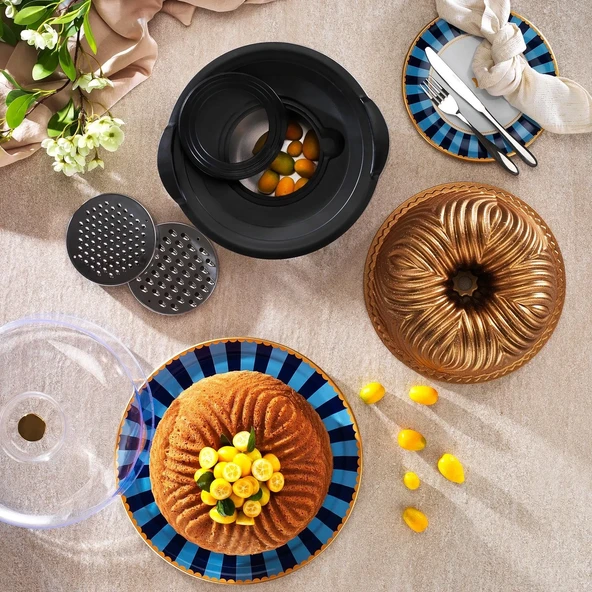 Schafer Cakehaus Kek Kalıbı+Hazırlık Seti 6 Parça-Bronz ürün görseli