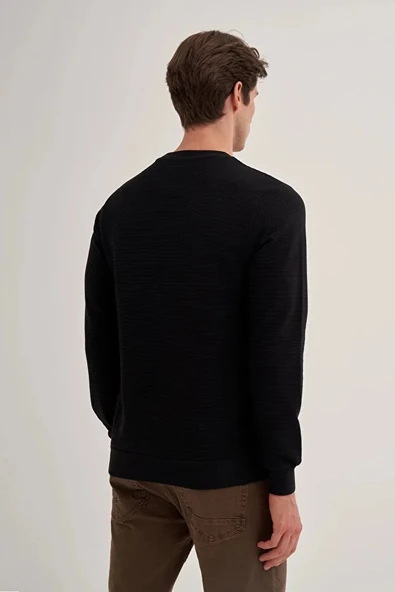 Cazador Slim Fit İnce Çizgili Ottoman Pamuk Karışımlı Sweatshirt-52470 - Resim 3