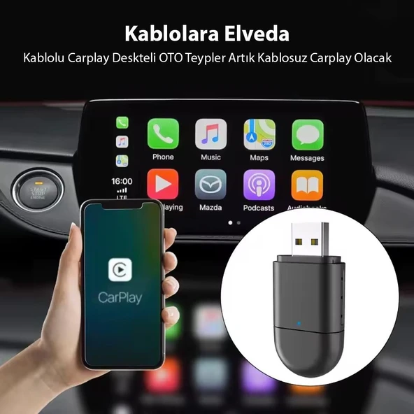 Ayt PowerMaster PM-27447 Kablosuz Araç Oto Carplay Android Auto Çevirici Dönüştürücü Adaptör İki Girişli Usb  Type-c - 2