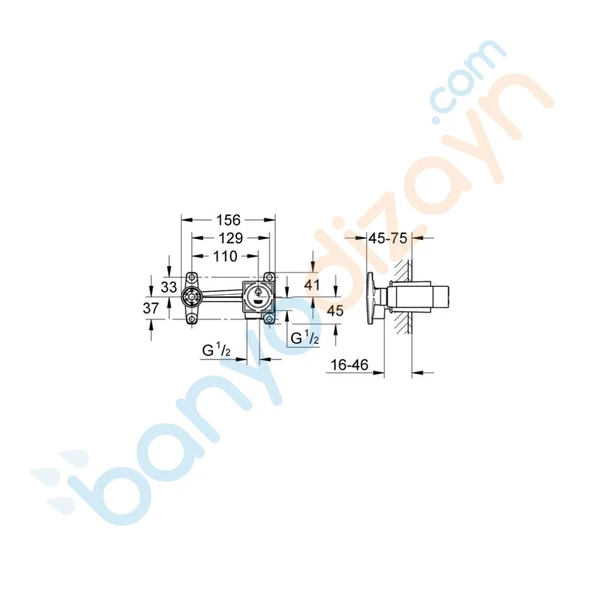 Grohe Duvardan Ankastre Lavabo Bataryası İçin Ank - 2