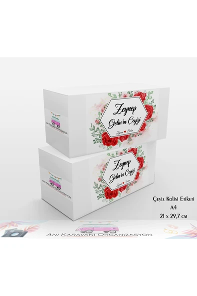 Anı Karavanı Organizasyon Çeyiz Kolisi Etiketi ÇK-15 / A4 - 10 Adet