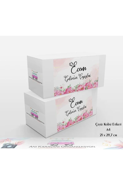 Anı Karavanı Organizasyon Çeyiz Kolisi Etiketi ÇK-19 / A4 - 15 Adet