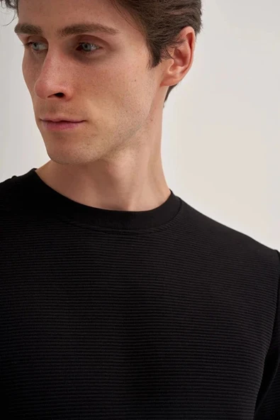 Cazador Slim Fit İnce Çizgili Ottoman Pamuk Karışımlı Sweatshirt-52470 - Resim 2