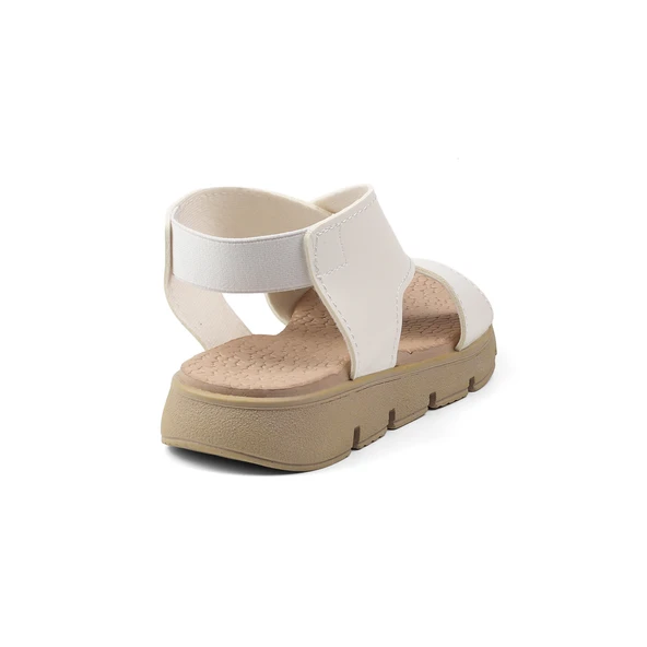 Kadın Beyaz Şık Ortopedik Rahat Sandalet - Günlük, Kaymaz Taban, Yazlık Konforlu - Resim 4