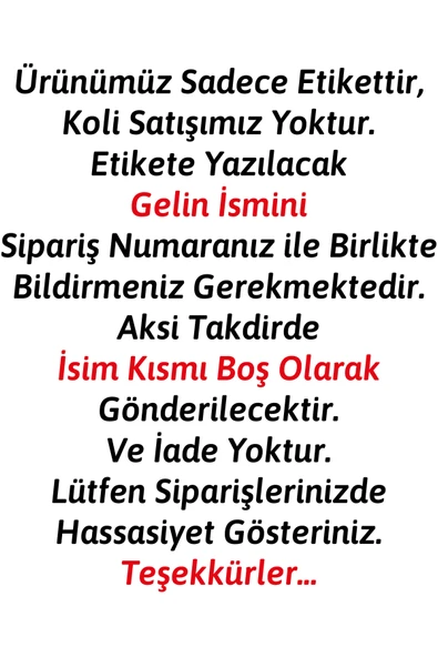 Anı Karavanı Organizasyon Çeyiz Kolisi Etiketi ÇK-04 / A4 - 15 Adet - 2