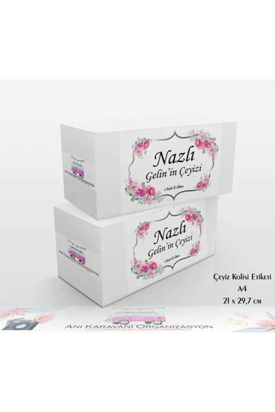 Anı Karavanı Organizasyon Çeyiz Kolisi Etiketi ÇK-11 / A4 - 10 Adet