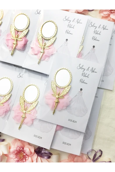 Anı Karavanı Organizasyon Nikah Hatırası Hediyelik Melek Ayna - Gold (25 Adet) - 4