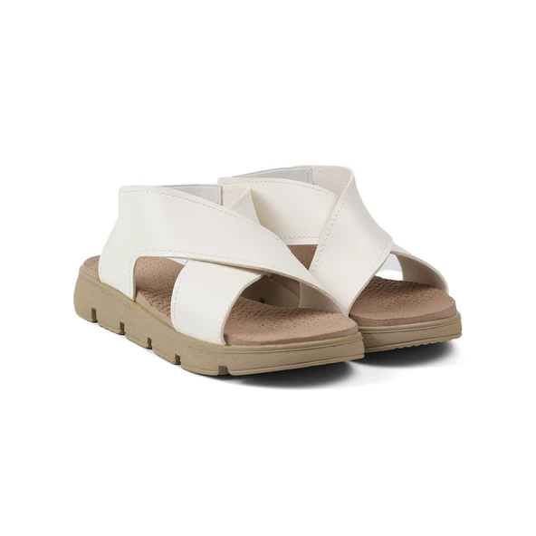 Kadın Beyaz Şık Ortopedik Rahat Sandalet - Günlük, Kaymaz Taban, Yazlık Konforlu ürün görseli