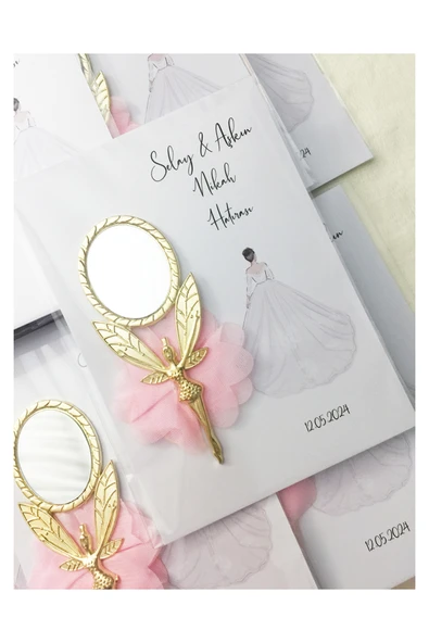 Anı Karavanı Organizasyon Nikah Hatırası Hediyelik Melek Ayna - Gold (25 Adet) - 2