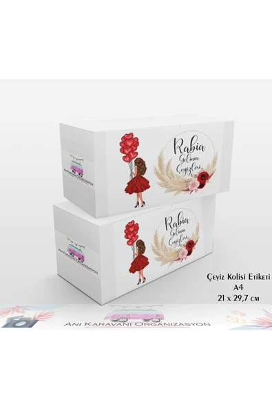 Anı Karavanı Organizasyon Çeyiz Kolisi Etiketi ÇK-24 / A4 - 10 Adet