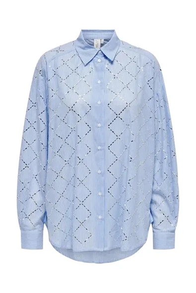 Only 15334071 Kadin Gomlek - Mavi Cizgili - Resim 5