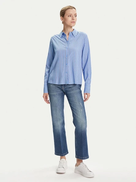 Only 15320243 Kadin Gomlek - Mavi Cizgili - Resim 2