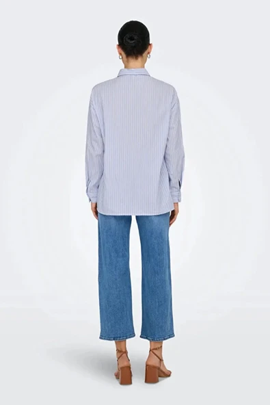 Only 15352703 Kadin Gomlek - Mavi Cizgili - Resim 4