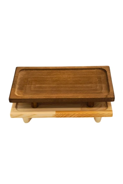 Woodcept Ahşap Ayaklı Dikdörtgen Sunum Standı Tabağı, Dekoratif Sunumluk Servis Tabağı, Yükseltici Stand - 8