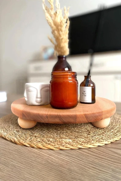 ROZİTOYS Ceviz Renk Ahşap Sunumluk Ayaklı Sunumluk Ahşap ürün görseli 1