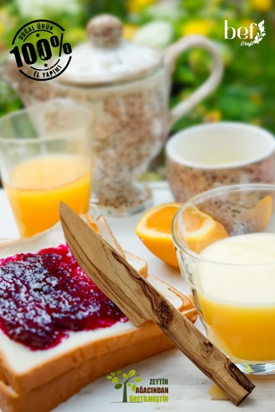 BEFGROUP Tahta Kahvaltı Seti Ahşap Bıçak 2'li Set Zeytin Ağacı Mutfak Gereçleri Kahvaltı Takımı - Resim 5