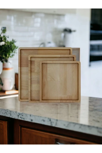 İsfahan TA Ahşap Tabak Sunumluk Supla Kahvaltılık Sunum Tahtası - Resim 2