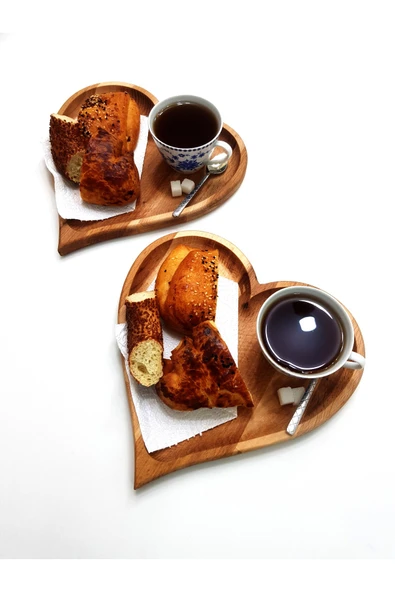 Teknofors Kalp Şeklinde Sunum Tabağı Çay Kahve Servis Tabağı Büyük - 3