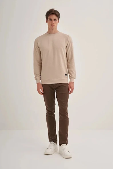 Cazador Slim Fit İnce Çizgili Ottoman Pamuk Karışımlı Sweatshirt-52470 - Resim 3