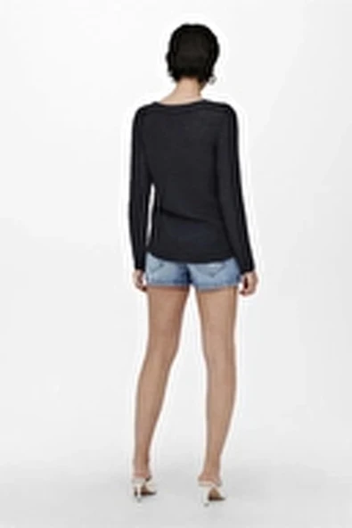 Only 15113356 0 Yaka Kadin Triko - Lacivert - Resim 3