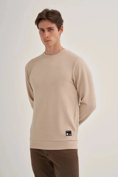Cazador Slim Fit İnce Çizgili Ottoman Pamuk Karışımlı Sweatshirt-52470 - Resim 4