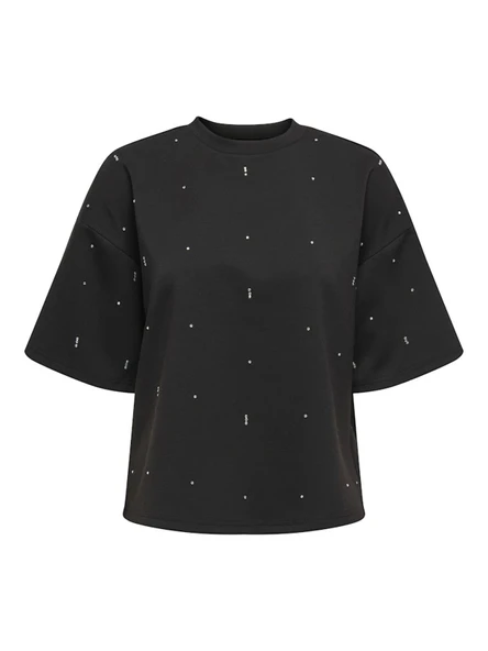 Only 15353293 Kisa Kol Kadin Sweat - Siyah - Resim 3