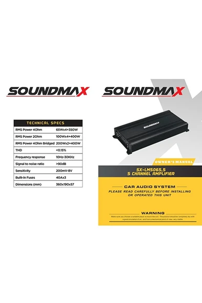 Soundmax SX-LM5065.5 5 Kanal Hibrit Amfi 4 Ohm 4X65W+350W RMS Bas Kontrol Aparatı İle Birlikte - Resim 5